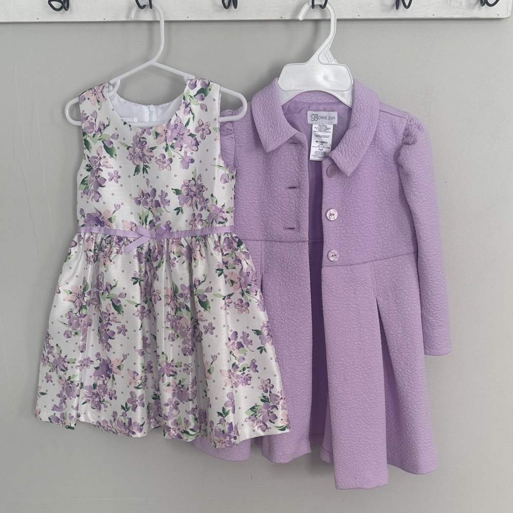 Bonnie Jean Lavender Floral Dress with Coat
